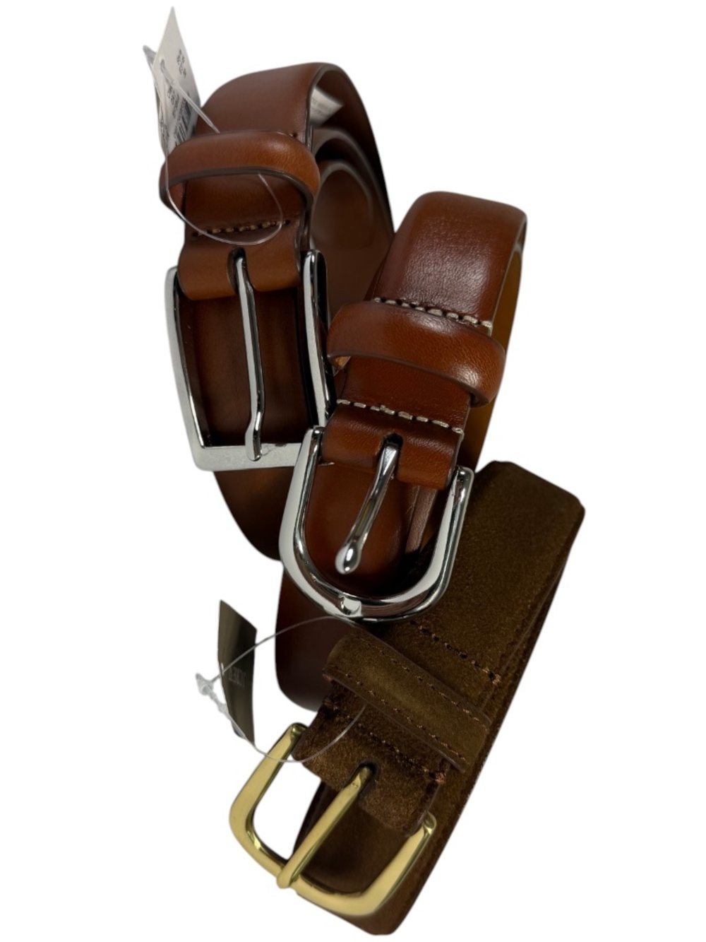 NWT J.CREW (LOT OF 3) Men's Leather and Suede Belts in in Brown Size 32